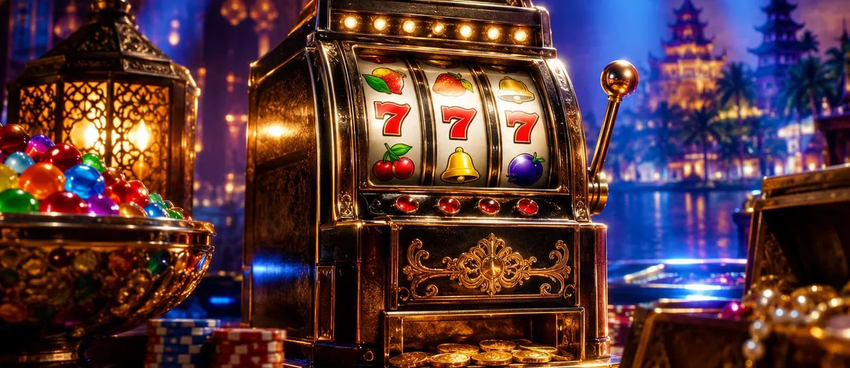 Ilustrasi slot machine — panduan Slot Modal Receh Moba4d