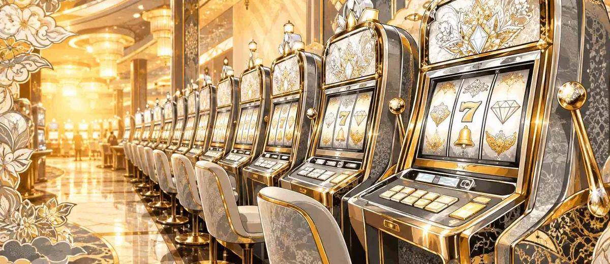Ilustrasi slot machine and golden casino — panduan Slot Sultan Moba4d